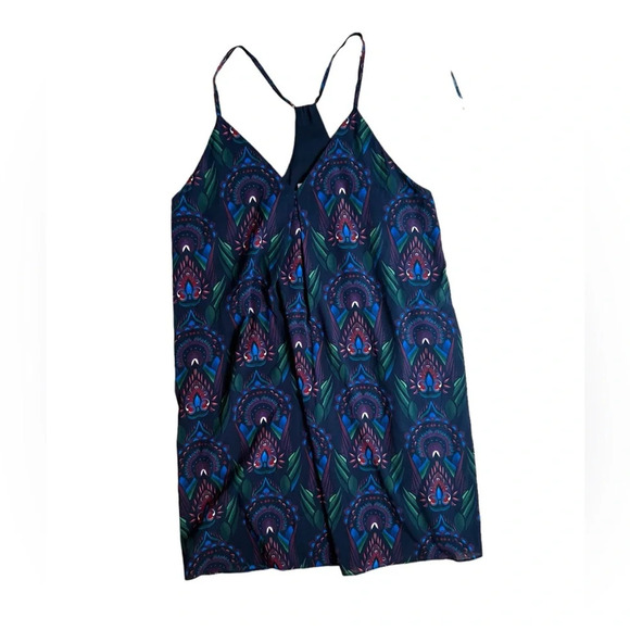 Alice & Olivia Abstract Printed Silk Cami Racerback Dress Black Red Size Medium - Picture 2 of 10